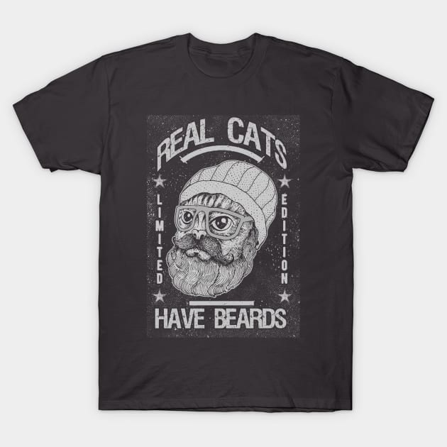 REAL CATS HAVE BEARD T-Shirt by miskel